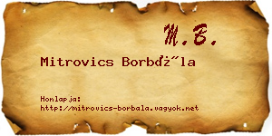 Mitrovics Borbála névjegykártya